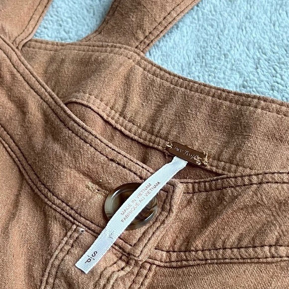 Free People Catch The Breeze Button Tiered Midi Dress Amber Wave Neutral Tan S - Picture 3 of 15